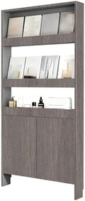 LINLIUA Behind the Door Bookshelf, 5 Shelf Behind Door Shelves with Storage, Space-Saving Wall Mount Narrow Bookcase Cabinet for Living Room Bedroom