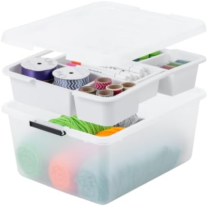 IRIS USA 18 Quart Clear Storage Organizer with Removable Dividers