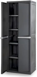 Sterilite 4 Shelf Cabinet, Lockable Utility Storage, Gray