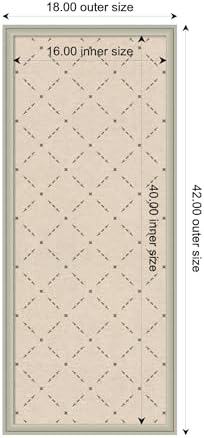 Kate and Laurel Framed Fabric Pinboard 18 x 42, Green Lattice Pattern Printed Linen Classic Bulletin Board for Use as a Vision Board or Wall Organization, Florence Silver Frame