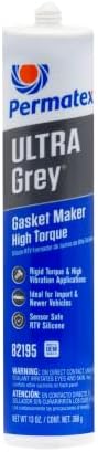 Permatex 82195 Ultra Grey Rigid High-Torque RTV Silicone Gasket Maker, Sensor Safe and Non-Corrosive, for High Torque and Vibration Resistant Applications, 13 oz