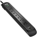 Eaton Tripp Lite Series TLP76BUC Surge Protector Power Strip with Flat Plug & USB Ports, 7 Outlets, 1500 Joules, 6ft Power Cable, Black, Manufacturer's Liftime Warranty & $25,000 Insurance