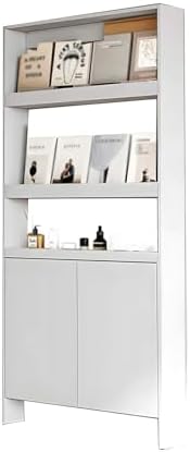 LINLIUA Behind the Door Bookshelf, 5 Shelf Behind Door Shelves with Storage, Space-Saving Wall Mount Narrow Bookcase Cabinet for Living Room Bedroom
