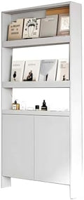 LINLIUA Behind the Door Bookshelf, 5 Shelf Behind Door Shelves with Storage, Space-Saving Wall Mount Narrow Bookcase Cabinet for Living Room Bedroom