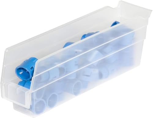Akro-Mils 30110 Heavy Duty Plastic Shelf Bins, 12"x 3"x 4", Clear, 24-Pack