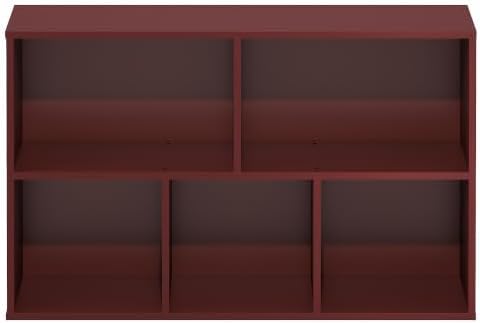 Furinno Luder 5-Cube Book Shelf, Bookshelf, Bookcase, Dark Red