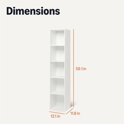 Amazon Basics 5-Cube Bookcase Compatible with Fabric Storage Cube Organizers, White | Compatible with Fabric Storage Cube Organizers