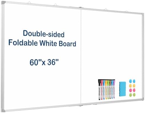 Double-Sided White Board Dry Erase Magnetic Whiteboard Wall 60x36 Foldable