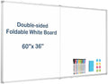 Double-Sided White Board Dry Erase Magnetic Whiteboard Wall 60x36 Foldable