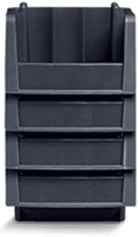 Akro-Mils 30718 Economy Stacking Shelf Plastic Storage Bins, (12-Inch x 8-3/8-Inch x 5-Inch), Black (8-Pack)