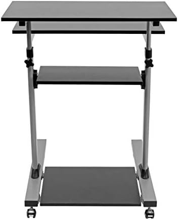 TRIPP LITE Mobile Sit Stand Desk, Height Adjustable Small Rolling Laptop Cart Workstation Workspace, 4 Shelf Storage, Home Office & School, 5-Year Warranty (WWSSRC)