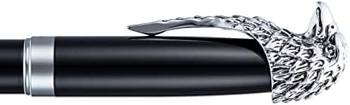 Wikult Personalized Fuliwen Black Fountain Pen, Bald Eagle Head Clip Iridium Fine Nib, Customized Pen Gift Collection with Small Pen Bag, Engraved with Your Name