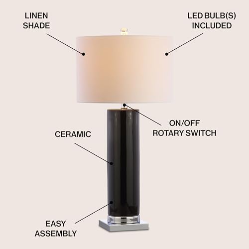 JONATHAN Y Dallas LED Table Lamp Ceramic Metal 31.5", Black/Chrome