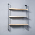 Contemporary Wall Unit Bookcase Metal Frame Pine Wood Shelf Bookshelf Wall-Mounted Bookshelf Wrought Iron Bag Rack Multi-Layer Clothing Store Decoration Black Wood 31.5" L x 9.8" W x 42.5" H