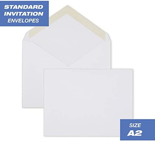 Mead Standard A2 Invitation Envelopes, Gummed Closure, 4-3/8" X 5-3/4", Premium 24-lb Paper, White, 100 per Box (CO198) (Pack of 2)