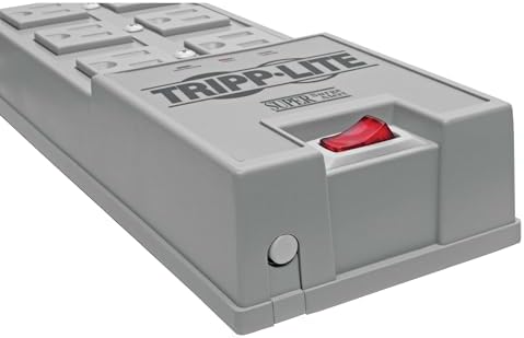 Tripp Lite 6 Outlet Surge Protector Power Strip, 6ft Cord, Right-Angle Plug, & $50,000 Insurance (TR-6) Grey