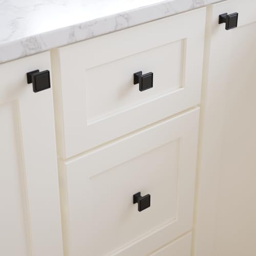 Franklin Brass 10 Pack Matte Black Cabinet Knobs 1 inch (25mm) Kitchen Cabinet Handles and Drawer Knobs for Cupboards, Dressers, Furniture, Bathroom Vanity |Recessed Square
