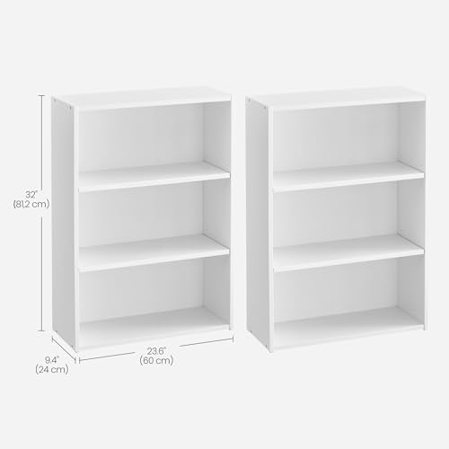 VASAGLE Set of 2 3-Tier Bookshelves, 23.6 Inches Wide