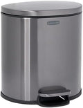 Rubbermaid Stainless Steel Semi-Round Step-On Trash Can, 1.6-Gallon, Charcoal, Small Wastebasket with Lid for Home/Kitchen/Bathroom/Office