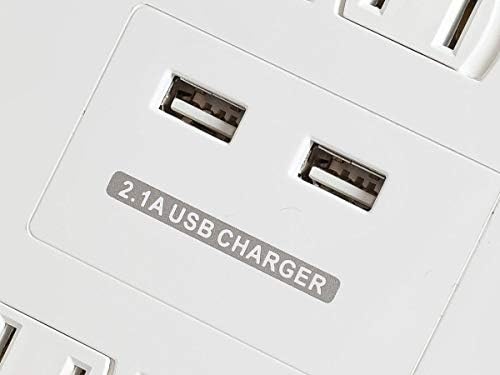 Monoprice Power & Surge - 12 Outlet Surge Protector Power Strip with 2 Built In 2.1A USB Charger Ports - 6 Feet - White | Cord UL Rated, 4, 230 Joules with Grounded and Protected Light Indicator
