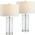 JONATHAN Y Cole 27.5" Fused Glass Table Lamp, Clear, Set of 2