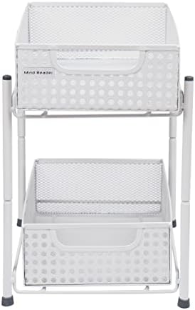Mind Reader Accessory Organizer, Supply Storage, Desktop, Crafts, Office, Metal Mesh, 8"L x 12.5"W x 11.25"H, White