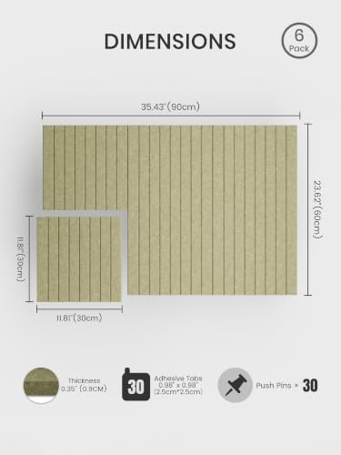 Bumusty 36"x 24" Large Felt Bulletin Board Tiles,Olive Green