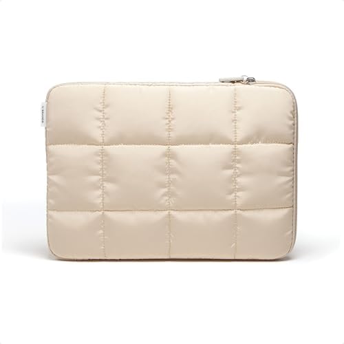 U Brands Nylon Puffy Zipping Medium Laptop Sleeve, 9.75" x 13", MacBook Bag, Laptop Case for MacBook Pro, MacBook Air, Chromebook, HP Computer, Sand Beige