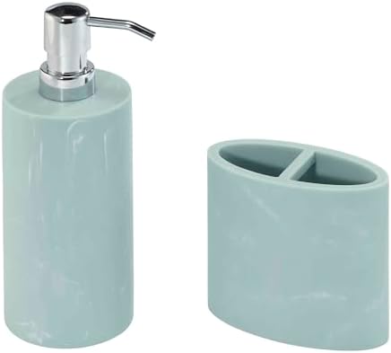 Nicole Miller - Bathroom Set, 2pc Resin Countertop Accessories, Dorm Room Essentials (Kendall Collection, Oasis)