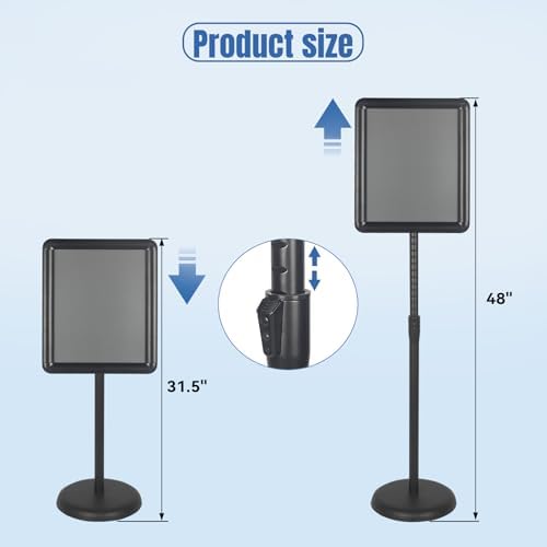 HUAZI 3PACK Sign Stand Holder Floor Sign Holder with Base for 8.5x11 inches,Both Vertical & Horizontal View Displayed,Snap-Open Frame with Safety Corner for School Church,Black