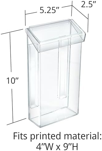 Azar Displays 252962 Outdoor Adhesive Wall Mount Trifold Brochure Holder with Clear Lid for 4"W x 9"H Literature, (2-Pack)