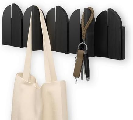 Umbra Saloon Wall Hook, Wall Mounted Coat Rack, 5 Hook, Black