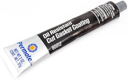 Permatex 80012 Black Cut Gasket Coating, Flexible, Oil-Resistant Silicone Sealant for Paper, Cork & Rubber Gaskets, Extends Gasket Life, Fills Scars, Tack-Free in 1 Hr, 2 Oz.