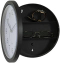 Black Wall Mounted Clock with Door for Storage Secret Interior Compartment, Hidden Safe for Storing Valuables