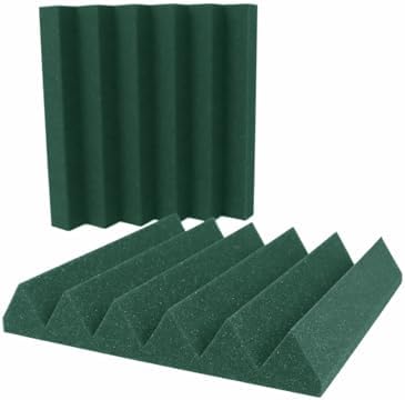 Foam Factory Inc 24 Pack Color Acoustic Foam Panel Studio Soundproofing Wedge Wall Tiles 12” X 12” X 2” (Forest Green)