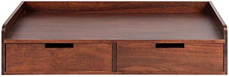 Kate and Laurel Kitt Modern Floating Shelf with Drawers, 28 x 12 x 6.5 inches, Dark Walnut Brown, Chic Floating Storage Console Table or Desk for Wall