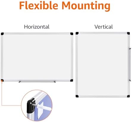Amazon Basics Magnetic Dry Erase Whiteboard, 36 x 48-inch, Aluminum Frame, Silver/White, Easy to Install