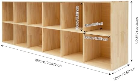 12 Cube Storage Organizer - Solid Wood Bookshelf - Cube Shelf - Vertical or Horizontal Bookcase - Open Book Shelf - Easy Assembly for Bedroom, Living Room, Office