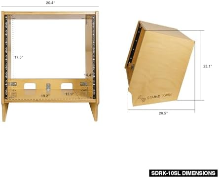 Sound Town DIY 10U Angled Desktop Turret Studio Rack with Solid Baltic Birch Plywood, Golden Oak, Assembly Required (SDRK-10SL)