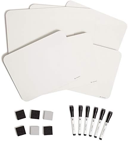 U Brands Mini Dry Erase Board for School, 6 Count with Markers and Erasers