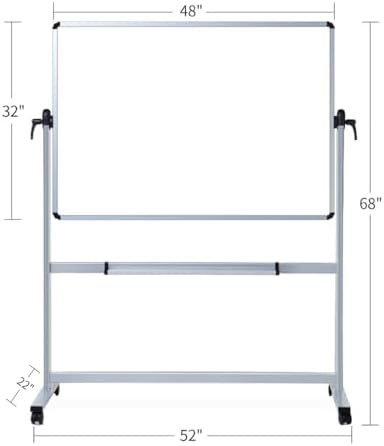 VIZ-PRO Double-Sided Magnetic Mobile Whiteboard, 48" x 32"