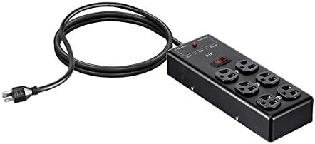 Monoprice Metal Surge Protector Heavy Duty Power Box - 6 Outlet - Black with 6 Feet Cord/Cable, 540 Joules, UL Certfied