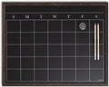 U Brands 16" x 20" Magnetic Monthly Calendar Chalkboard with Rustic Wood Frame, Blackboard Surface, Wall Mountable, Monthly Planner Board, Magnetic Calendar for Home, Office, Kitchen, Classroom