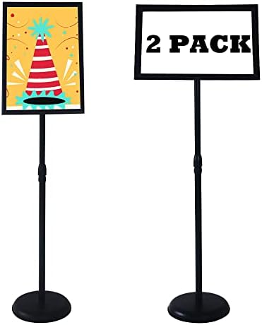 YDisplay Sign Holder Stand 11x17inches Pedestal Floor Standing Poster Stand with Base Height Adjustable Both Landscape Or Portrait Displayed,Black
