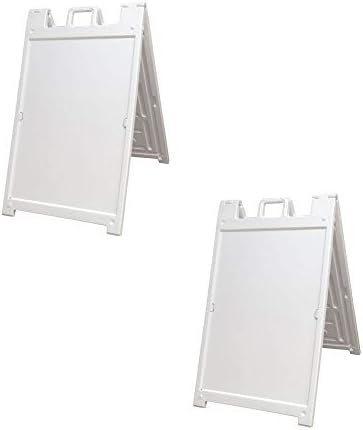 White 2-Pack of Plasticade Signicade Deluxe A-Frame Sidewalk Curb Sign Portable Folding Double-Sided Display with Quick-Change System