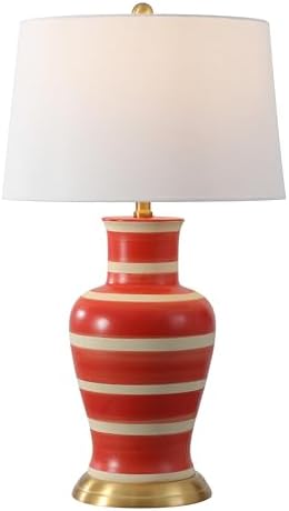 JONATHAN Y Julian Classic Ceramic Urn Metal LED Table Lamp 29", Red/Beige