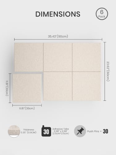 Bumusty 36"x 24" Large Felt Bulletin Board Tiles, Oatmeal
