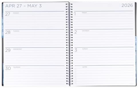 PlanAhead 2026 Planner - 11"x9.75" 15 Month Weekly & Monthly Academic Planner Notebook with Tabs - Black Grid Design - Spiral Calendar Agenda for School, Work & Office
