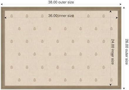 Kate and Laurel Framed Fabric Pinboard 38 x 26, Beige Botanical Block Print Printed Linen Classic Bulletin Board for Use as a Vision Board or Wall Organization, Florence Light Brown Frame