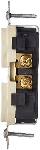 Leviton Straight Blade Single Receptacle, 250 Vac, 20 A, 2 Pole, 3 Wire, 5822-I, Ivory